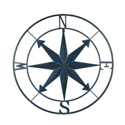 Blue - Image 1 - 28-Inch Diameter Distressed Blue Finish Metal Nautical Compass Rose Wall Hanging - Rustic Navigational