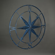 Blue - Image 3 - 28-Inch Diameter Distressed Blue Finish Metal Nautical Compass Rose Wall Hanging - Rustic Navigational