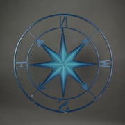Blue - Image 6 - 28-Inch Diameter Distressed Blue Finish Metal Nautical Compass Rose Wall Hanging - Rustic Navigational