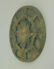 Green - Image 2 - Set of 3 Verdigris Green Lightweight Cement Nautical Compass Rose Wall Hangings Art Plaque - Indoor and