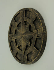 Bronze - Image 2 - Set of 3 Bronze Finished Embossed Cement Nautical Compass Rose Wall Plaques - Coastal Decorative Art for