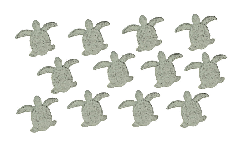 White - Image 6 - Set of 12 Distressed White Finish Cast Iron Sea Turtle Drawer Pulls for Decorative Coastal Cabinets and