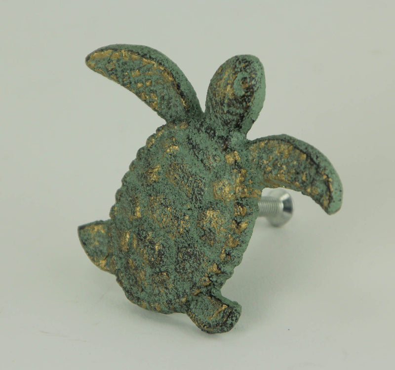 Green - Image 4 - Set of 12 Verdigris Green Cast Iron Sea Turtle Drawer Pulls Decorative Cabinet Door Knobs Nautical Bathroom