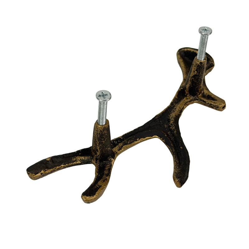 Set of 6 Deer Antler Drawer Pulls, 6.25 Inch Bronze Cast Iron Image 9