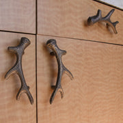 Set of 6 Deer Antler Drawer Pulls, 6.25 Inch Bronze Cast Iron Image 7