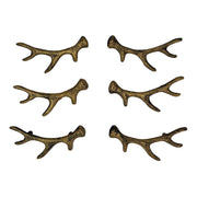 Set of 6 Deer Antler Drawer Pulls, 6.25 Inch Bronze Cast Iron Image 1