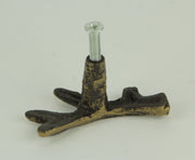Set of 12 Bronze Finish Cast Iron Small Deer Antler Cabinet Handle Drawer Pulls - Rustic Wildlife-Inspired Hardware for
