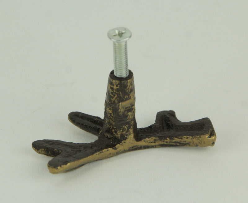 Set of 12 Bronze Finish Cast Iron Small Deer Antler Cabinet Handle Drawer Pulls - Rustic Wildlife-Inspired Hardware for