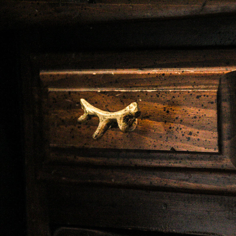 Set of 12 Bronze Finish Cast Iron Small Deer Antler Cabinet Handle Drawer Pulls - Rustic Wildlife-Inspired Hardware for