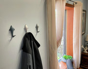 Set of 3 Vibrant Cast Iron Dolphin Shaped Wall Hooks for Coastal Charm and Organization in Your Home - Decorative Colorful