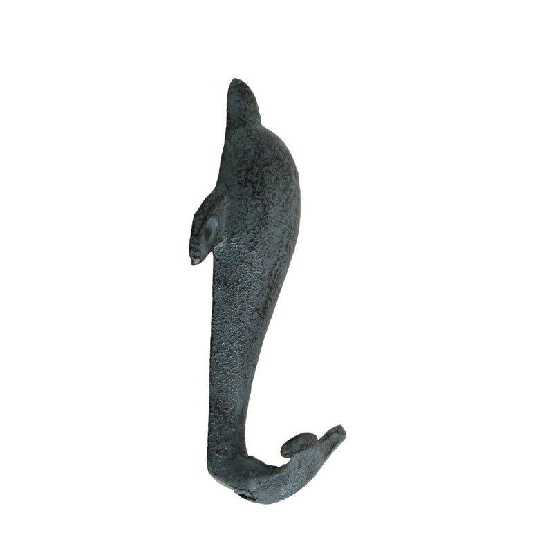 Set of 3 Vibrant Cast Iron Dolphin Shaped Wall Hooks for Coastal Charm and Organization in Your Home - Decorative Colorful