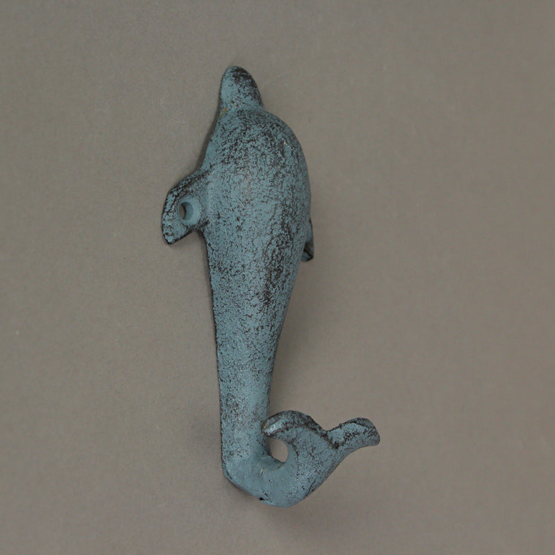 Set of 3 Vibrant Cast Iron Dolphin Shaped Wall Hooks for Coastal Charm and Organization in Your Home - Decorative Colorful