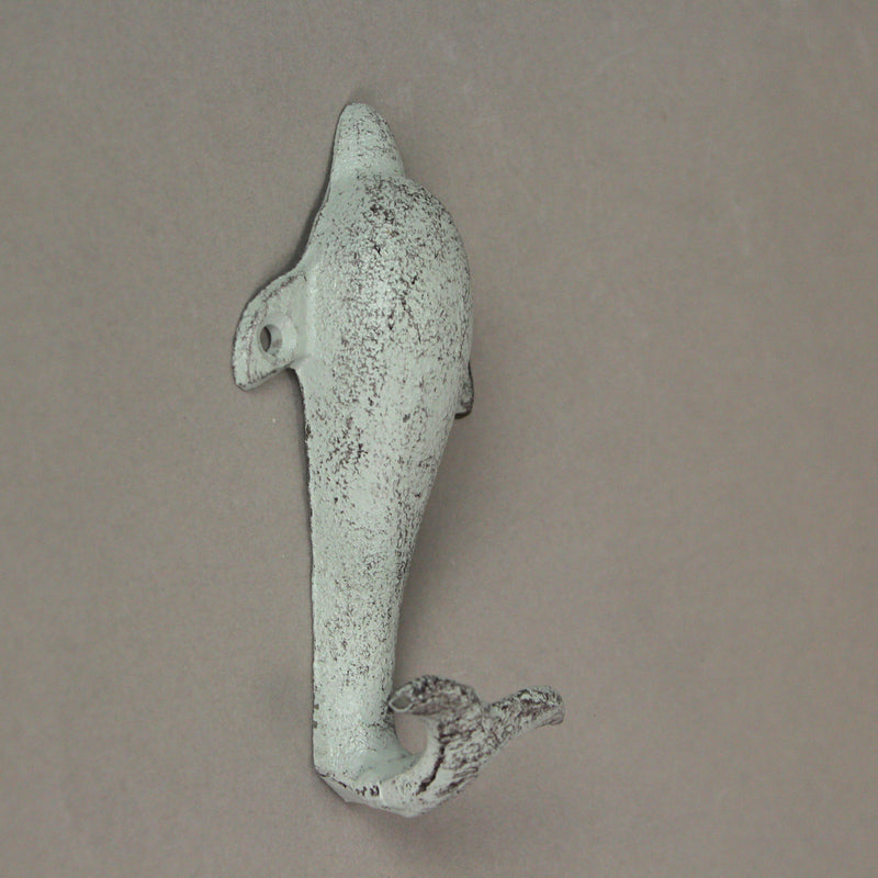Set of 3 Vibrant Cast Iron Dolphin Shaped Wall Hooks for Coastal Charm and Organization in Your Home - Decorative Colorful