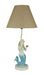 1 - Image 1 - Blue Glitter Tail Mermaid Resin Table Lamp with Burlap Shade, Ideal for Beachy Bedrooms and Nautical-Themed