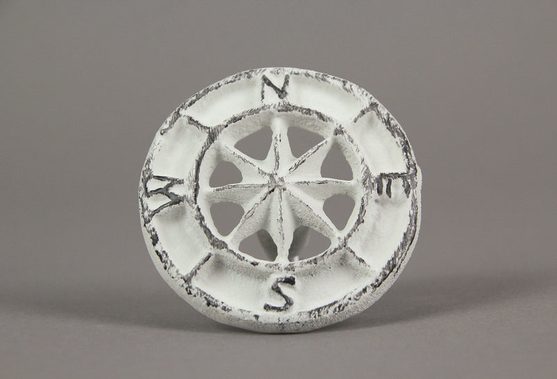 White - Image 10 - Set of 12 Compass Rose Drawer Pulls, Antique White 2.25 Inch Diameter