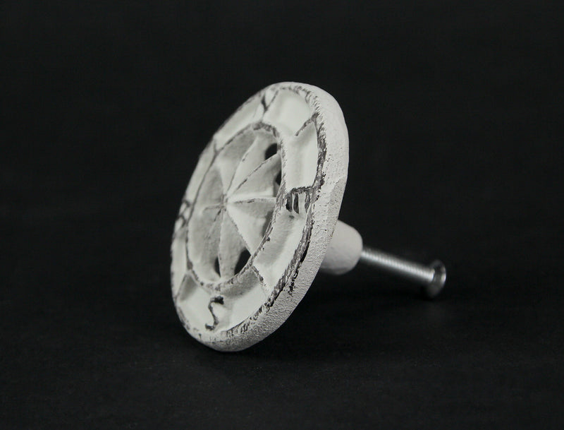 White - Image 11 - Set of 12 Compass Rose Drawer Pulls, Antique White 2.25 Inch Diameter
