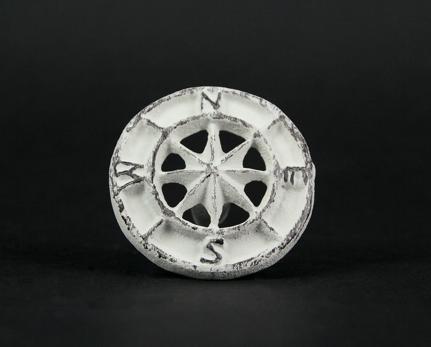 White - Image 12 - Set of 12 Antique White Cast Iron Nautical Compass Rose Cabinet Pulls or Drawer Knobs - 2 Inches in