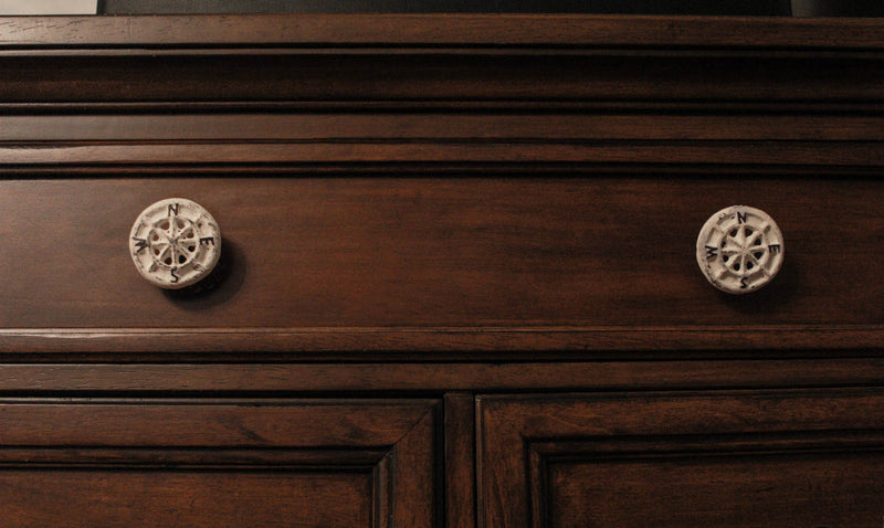 White - Image 5 - Set of 12 Antique White Cast Iron Nautical Compass Rose Cabinet Pulls or Drawer Knobs - 2 Inches in
