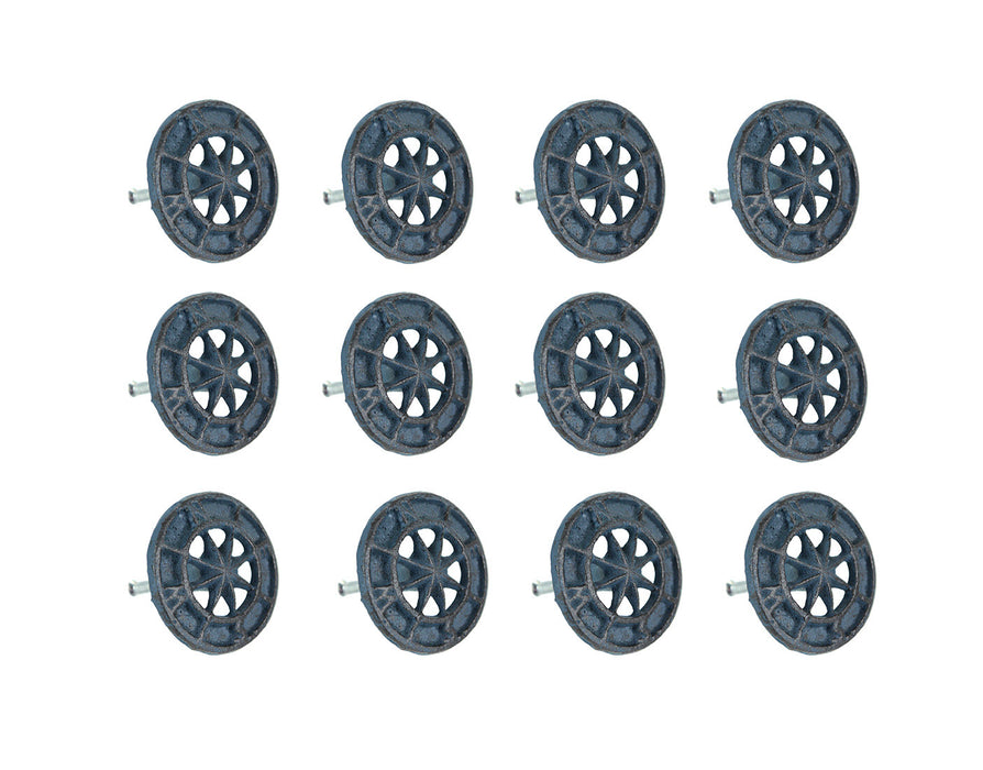 Blue - Image 1 - Set of 12 Dark Blue Cast Iron Cabinet Hardware Knobs: Nautical Compass Rose Drawer Pulls, Each 2.25 Inches