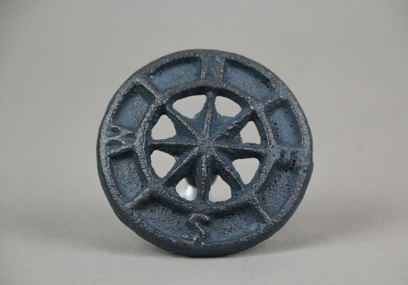 Blue - Image 2 - Set of 12 Dark Blue Cast Iron Cabinet Hardware Knobs: Nautical Compass Rose Drawer Pulls, Each 2.25 Inches
