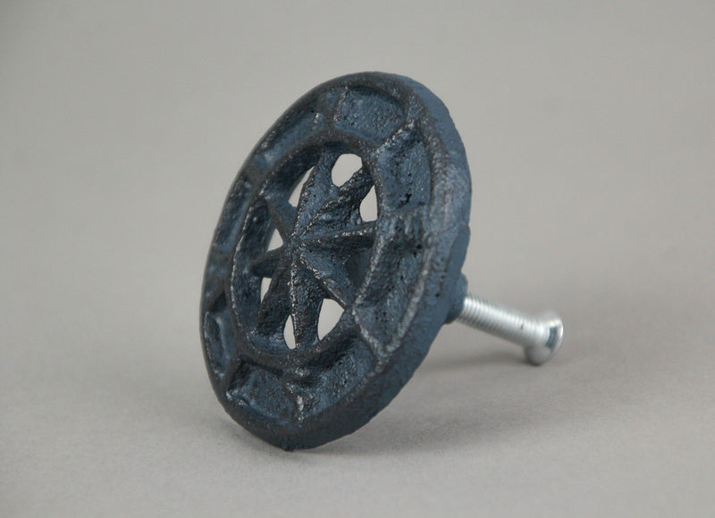 Blue - Image 3 - Set of 12 Dark Blue Cast Iron Cabinet Hardware Knobs: Nautical Compass Rose Drawer Pulls, Each 2.25 Inches