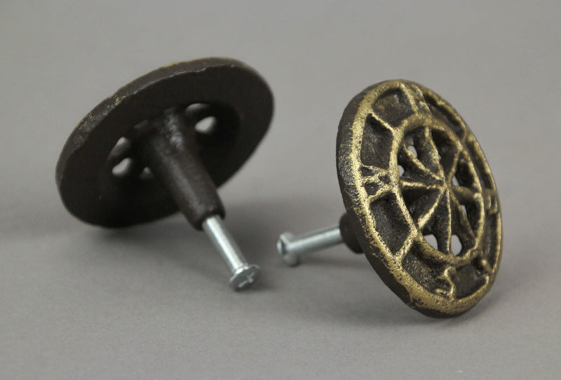 Bronze - Image 7 - Set of 12 Aged Bronze Compass Rose Drawer Pulls - Cast Iron Cabinet Hardware Knobs for Rustic Home Decor -