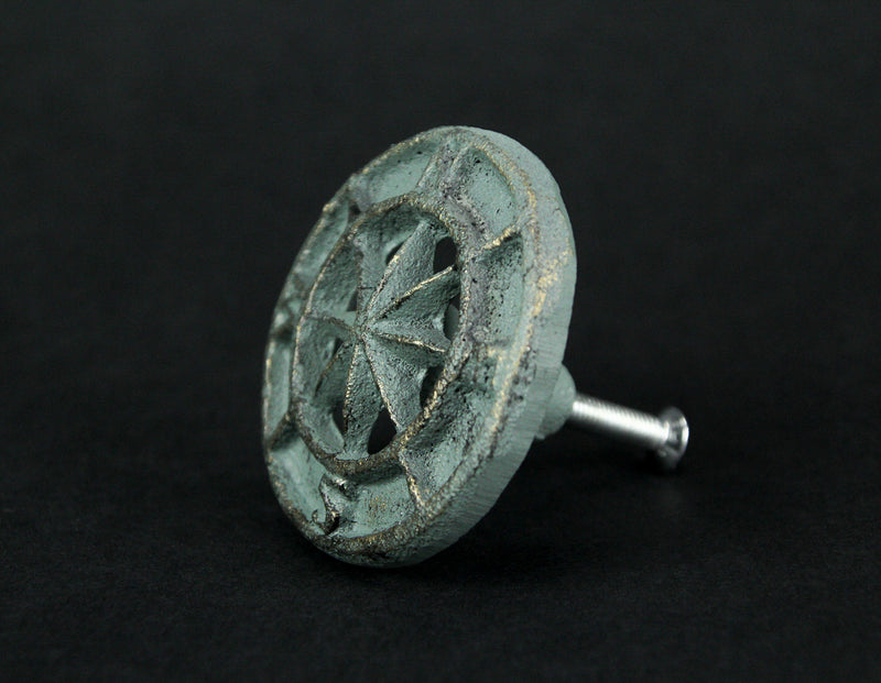 Green - Image 5 - Set of 12 Verdigris Green Cast Iron Nautical Compass Rose Drawer Pull Knobs Cabinet Hardware Handles Room