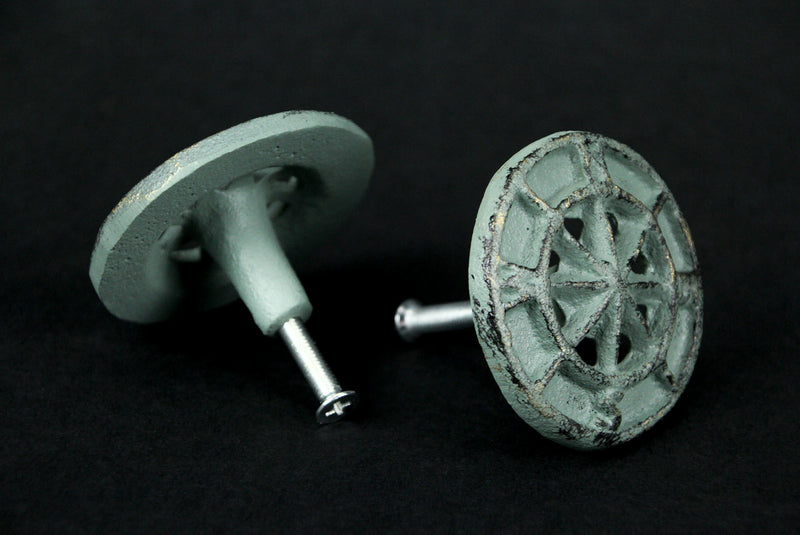 Green - Image 7 - Set of 12 Verdigris Green Cast Iron Nautical Compass Rose Drawer Pull Knobs Cabinet Hardware Handles Room