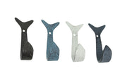 Nautical - Image 1 - Set of 4 Coastal Color Cast Iron Flipping Fish Decorative Wall Hooks - 4 Inches High - Perfect for