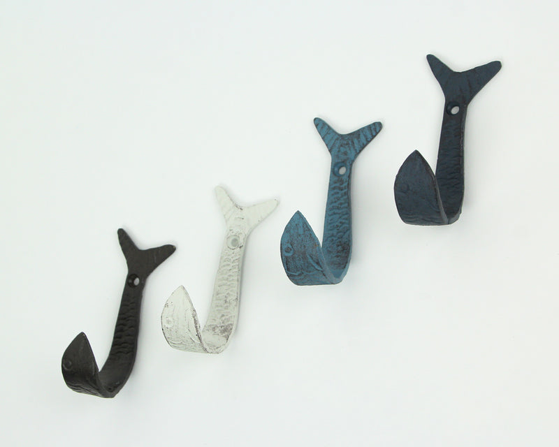 Nautical - Image 6 - Set of 4 Coastal Color Cast Iron Flipping Fish Decorative Wall Hooks - 4 Inches High - Perfect for