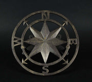 Bronze Finish Cast Iron Nautical Compass Rose Decorative Wall Mounted Garden Hose Hanger - Easy to Install - Coastal Outdoor