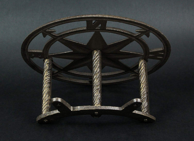 Bronze Finish Cast Iron Nautical Compass Rose Decorative Wall Mounted Garden Hose Hanger - Easy to Install - Coastal Outdoor