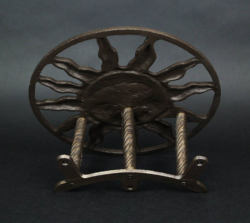 Bronze - Image 5 - Bronze Finish Cast Iron Sun Face Garden Hose Holder - 12 Inches in Diameter - Decorative Wall-Mounted