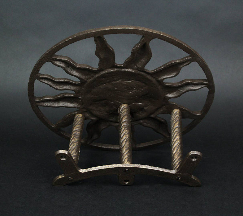Bronze - Image 5 - Bronze Finish Cast Iron Sun Face Garden Hose Holder - 12 Inches in Diameter - Decorative Wall-Mounted