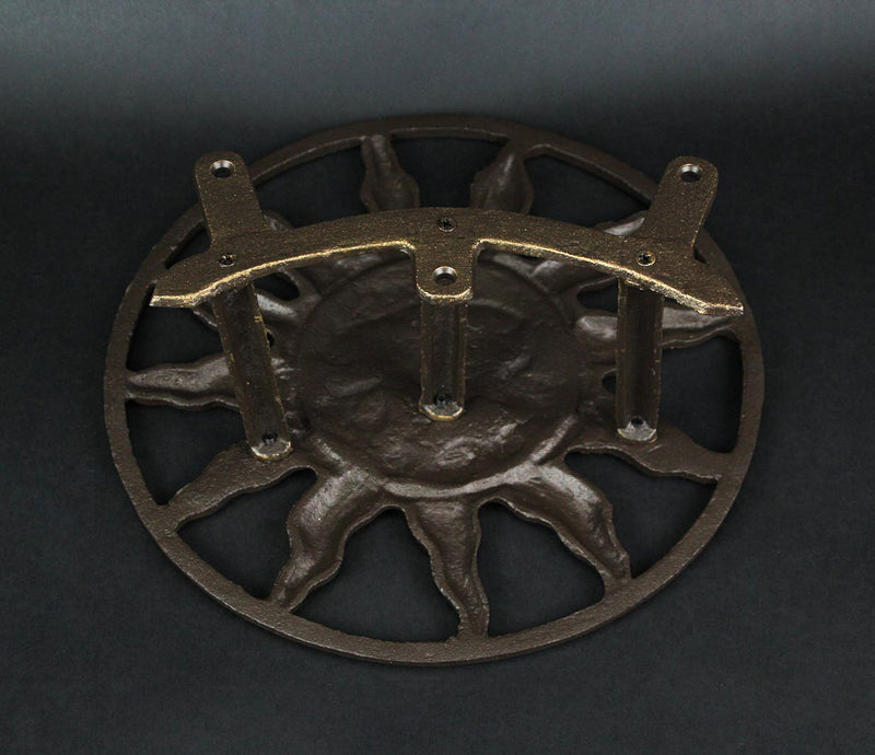 Bronze - Image 6 - Bronze Finish Cast Iron Sun Face Garden Hose Holder - 12 Inches in Diameter - Decorative Wall-Mounted
