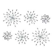 Set of 6 Metal Starburst Wall Sculptures - Silver Finish, Durable & Elegant Home Decor - 12, 9, 6 inch Diameter, Easy to