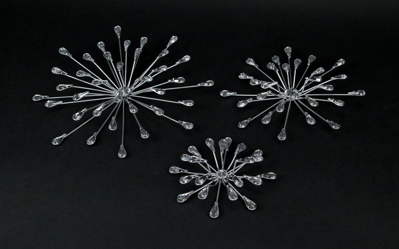 Silver - Image 2 - Set of 3 Metal Starburst Wall Sculptures - Silver Finish, Durable & Elegant Home Decor,12", 9", 6"