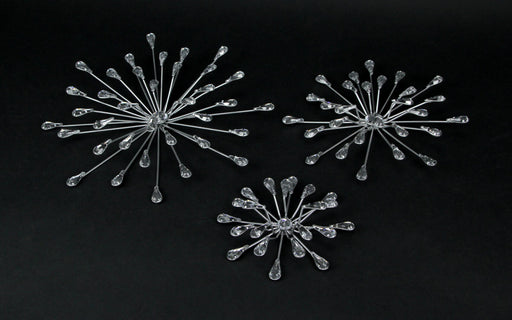 Set of 6 Metal Starburst Wall Sculptures - Silver Finish, Durable & Elegant Home Decor - 12, 9, 6 inch Diameter, Easy to