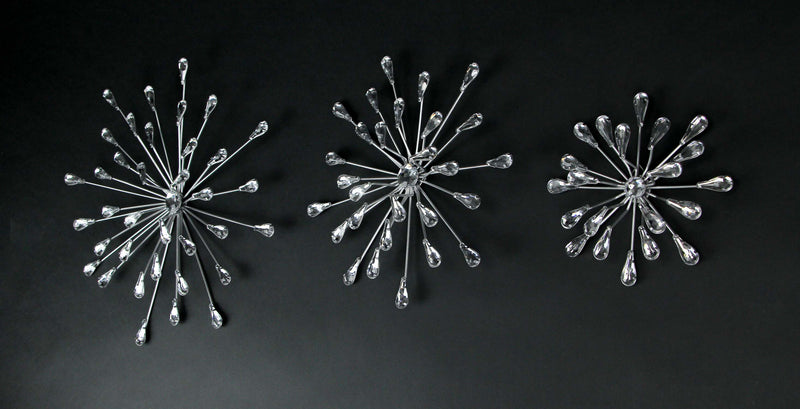Silver - Image 3 - Set of 3 Metal Starburst Wall Sculptures - Silver Finish, Durable & Elegant Home Decor,12", 9", 6"