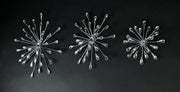 Set of 6 Metal Starburst Wall Sculptures - Silver Finish, Durable & Elegant Home Decor - 12, 9, 6 inch Diameter, Easy to