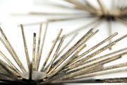 Set of 6 Antique Gold Finish Mid-Century Modern Starburst Metal Wall Sculptures in 12, 9, and 6-Inch Diameter - Radiant