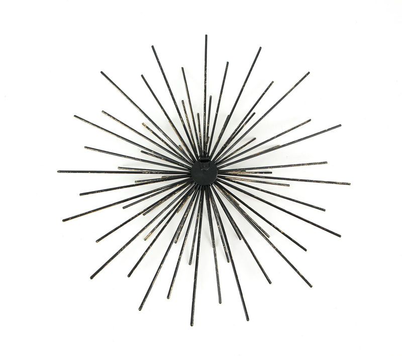 Set of 6 Antique Gold Finish Mid-Century Modern Starburst Metal Wall Sculptures in 12, 9, and 6-Inch Diameter - Radiant