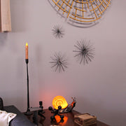 Set of 3 Aged Silver Finish Mid-Century Modern Atomic Star Burst Wall Sculptures MCM Decor 12, 9, 6 Inch Diameter - Stylish