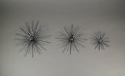 Set of 3 Aged Silver Finish Mid-Century Modern Atomic Star Burst Wall Sculptures MCM Decor 12, 9, 6 Inch Diameter - Stylish