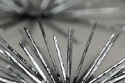 Set of 3 Aged Silver Finish Mid-Century Modern Atomic Star Burst Wall Sculptures MCM Decor 12, 9, 6 Inch Diameter - Stylish