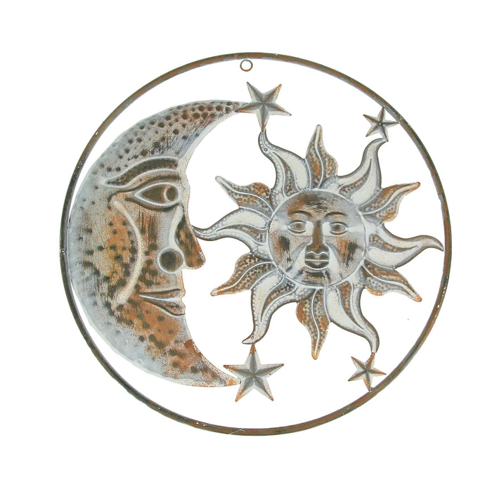 Moon Left - Image 1 - Rustic White Metal Sun, Moon & Stars Wall Art - Celestial Hanging Decor for Indoor and Outdoor Spaces -