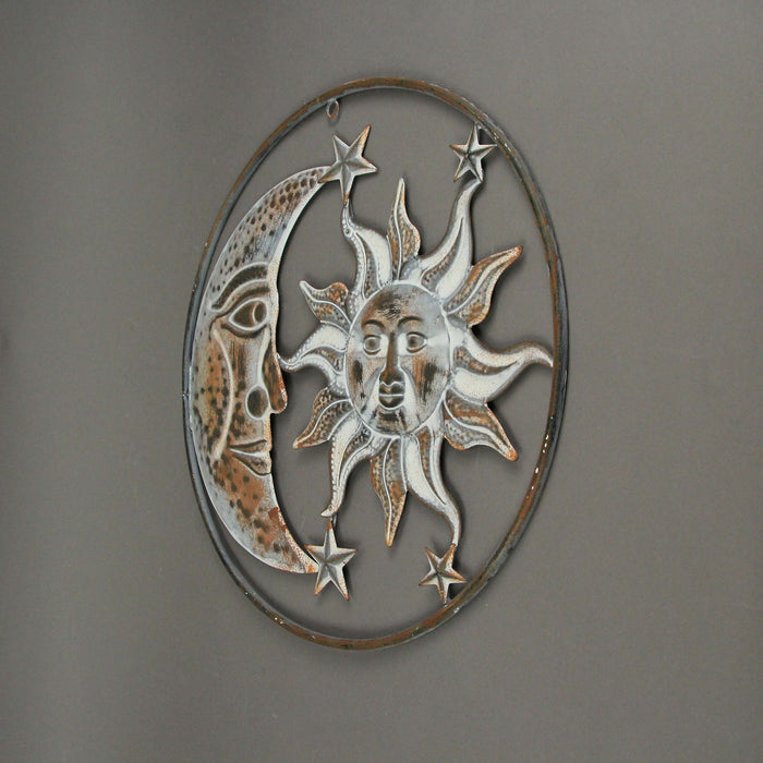 Moon Left - Image 2 - Rustic White Metal Sun, Moon & Stars Wall Art - Celestial Hanging Decor for Indoor and Outdoor Spaces -