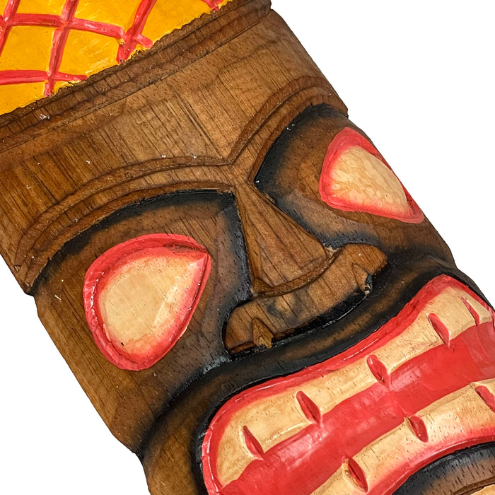 Set of 10 Hand-Carved Tiki Masks - 12-Inch Polynesian Wooden Wall Decor, Artisan-Crafted by Indonesian Masters, Vibrant