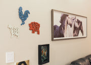 Multicolored - Image 3 - Set of 3 Red, White, and Blue Cast Iron Cow, Pig, and Rooster Kitchen Trivets Decorative Wall Art