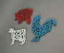 Multicolored - Image 2 - Set of 3 Red, White, and Blue Cast Iron Cow, Pig, and Rooster Kitchen Trivets Decorative Wall Art
